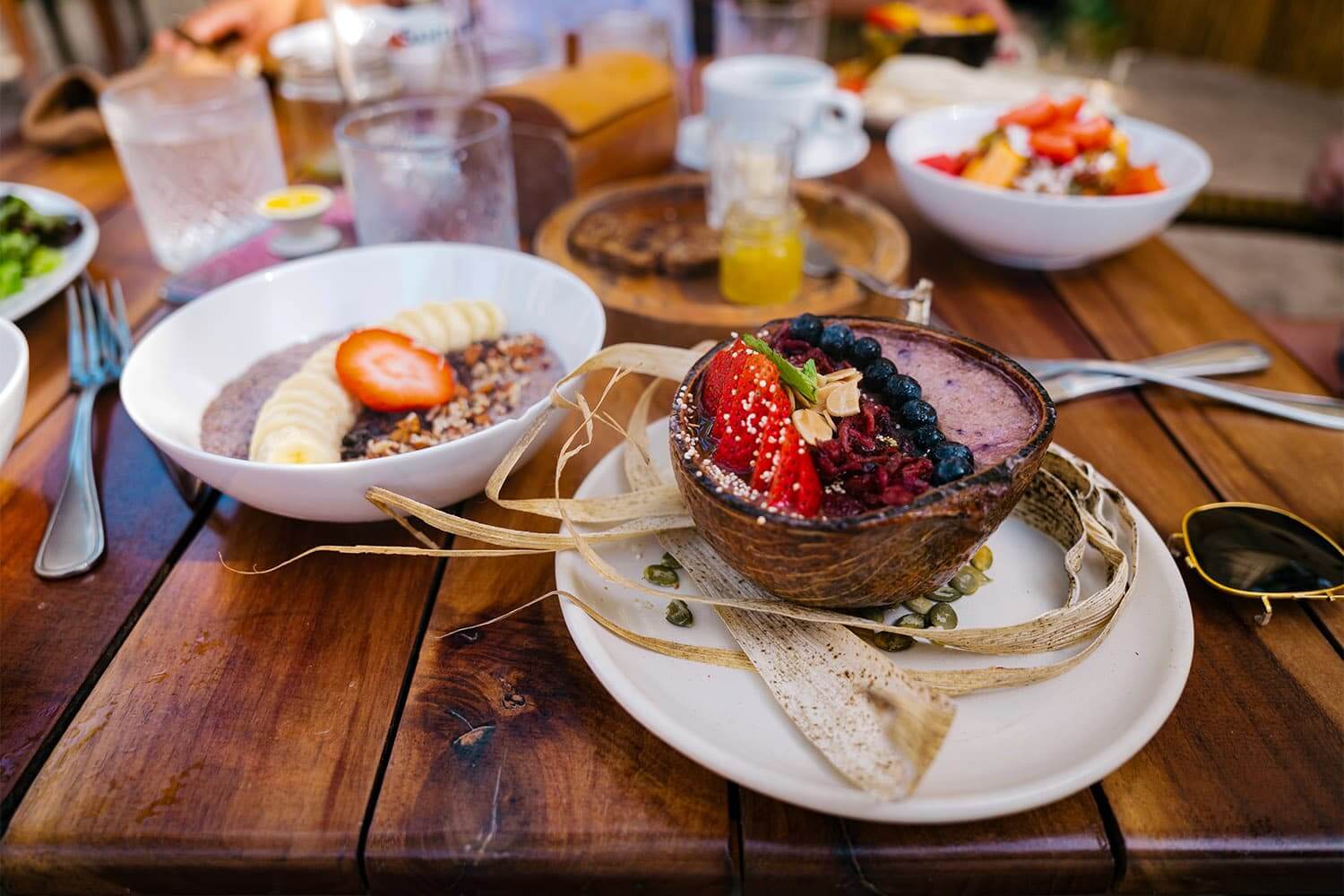 fresh fruit, granola, yogurt for breakfast at Ziggy Tulum