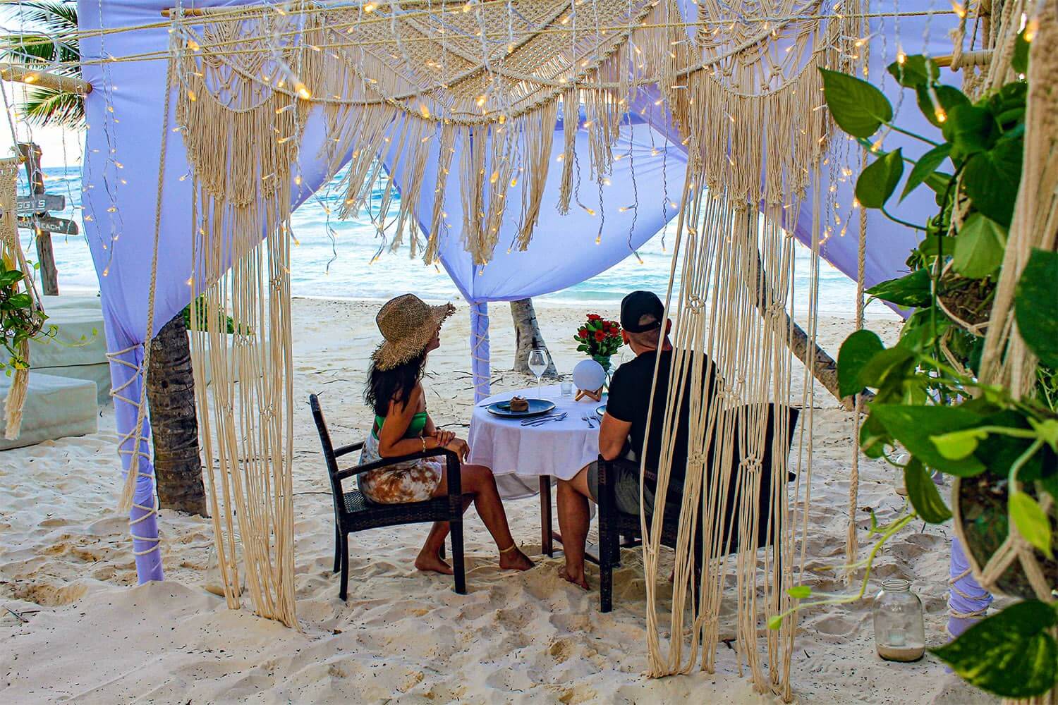 Romantic dinner on Tulum Beach