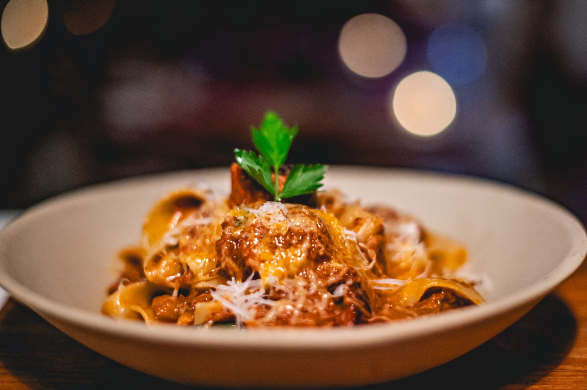 Pappardelle with Neapolitan ragù, parmigiano reggiano.